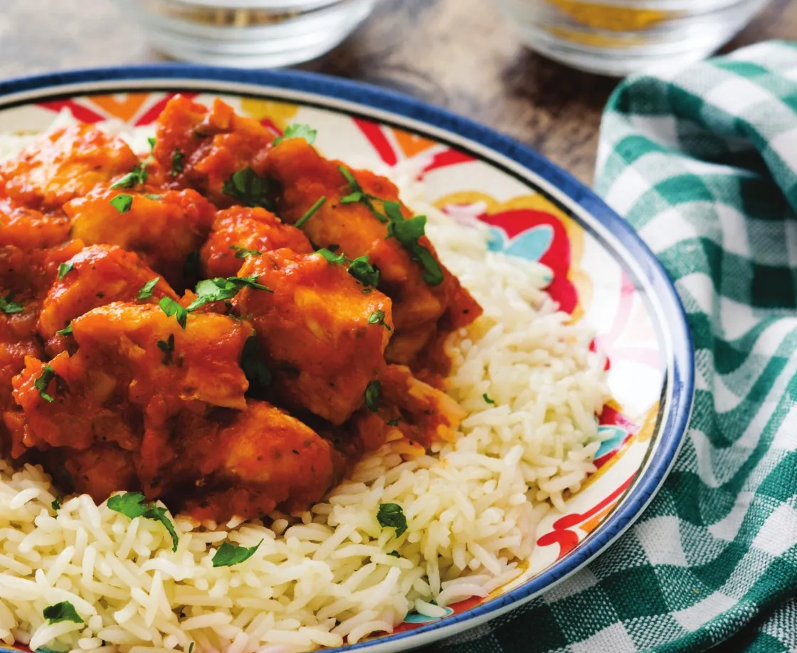 Chicken curry on pilau rice